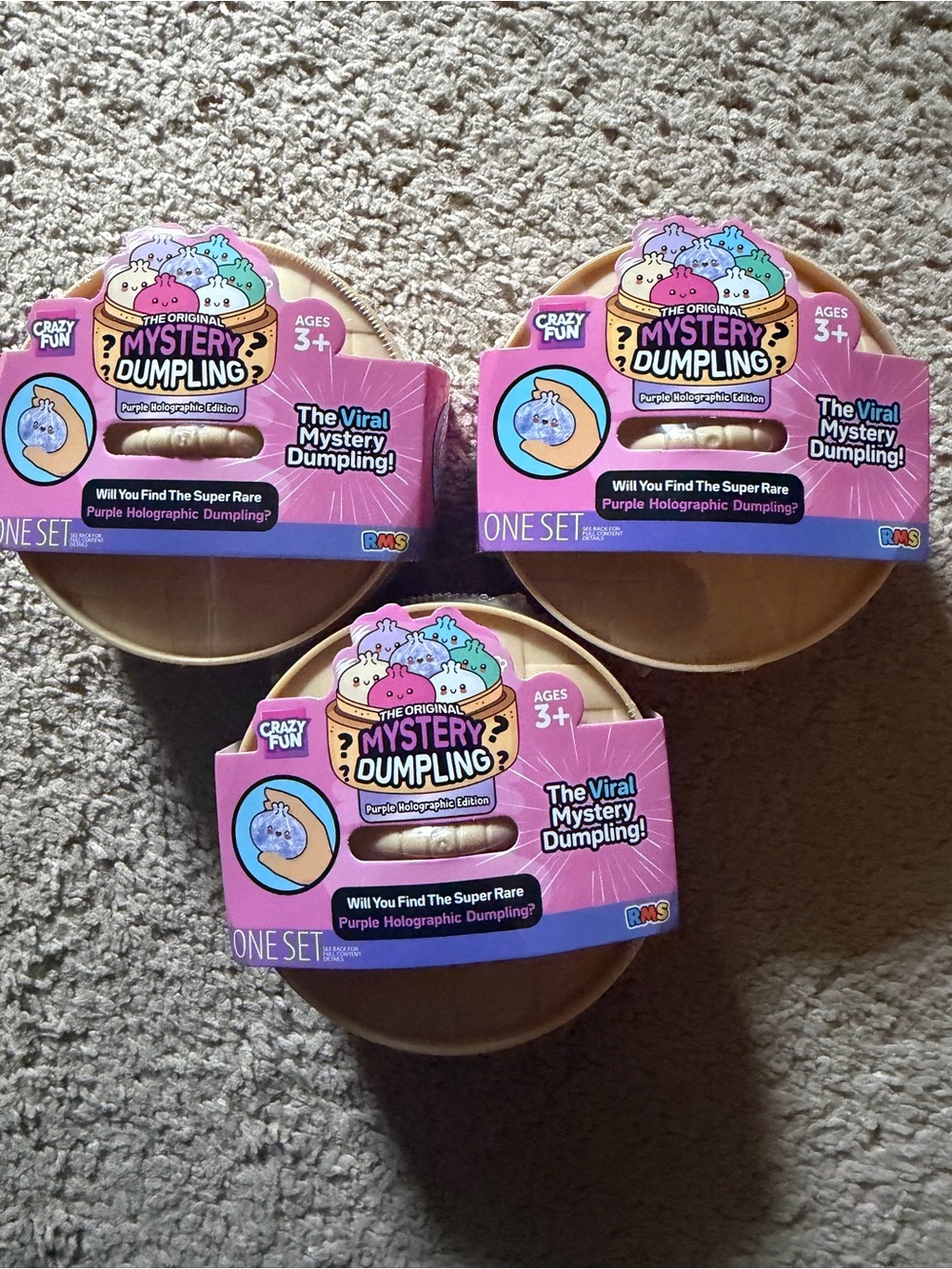 Lot of 3– TheOriginal Mystery Dumpling Purple Holographic Edition 💜